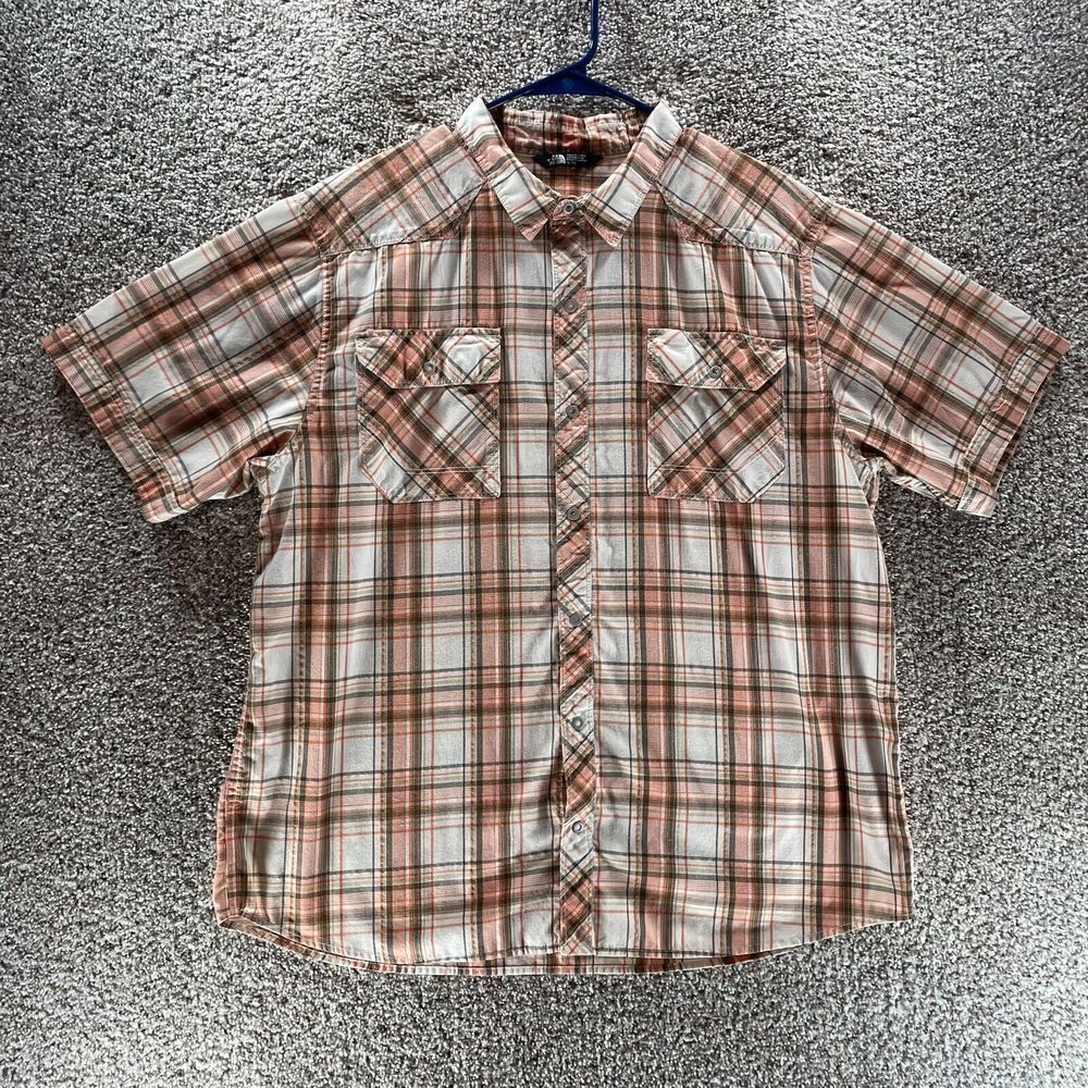 The North Face Shirt Adult‎ Extra Large Pink Plaid Button Up Snaps Outdoor Mens